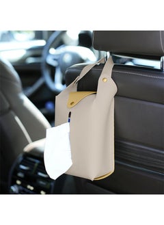 Lemon Leather Tissue Box Cover,  Multi-use, for Car Back Seat Headrest Hanging, Home Hook, Baby Stroller Napkin Boxes (Beige)  - Image 4
