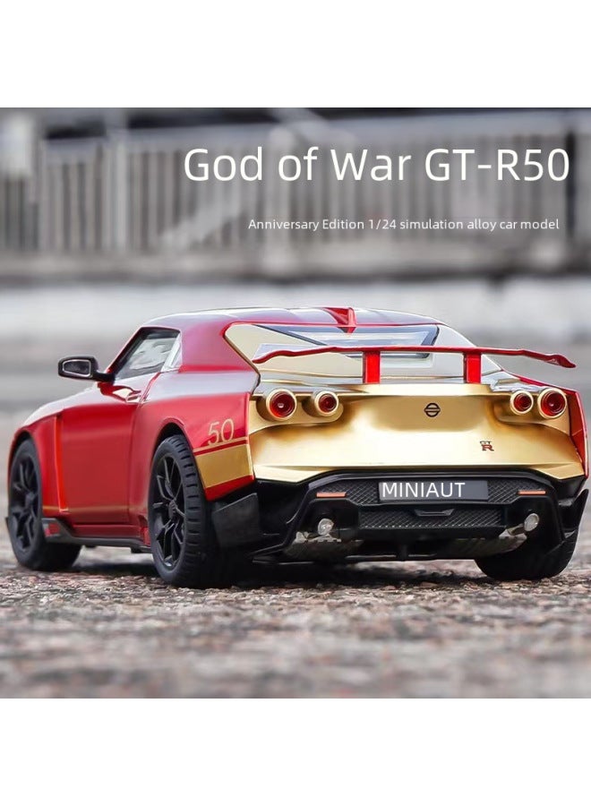 Alloy Car Toy Nissan GTR Sports Car Toy Alloy Car Model Simulation Alloy Car Model Generation-Color:1:24 Nissan GTR Track Version White - Image 2
