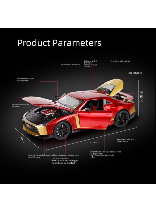 Alloy Car Toy Nissan GTR Sports Car Toy Alloy Car Model Simulation Alloy Car Model Generation-Color:1:24 Nissan GTR Track Version White - Image 3