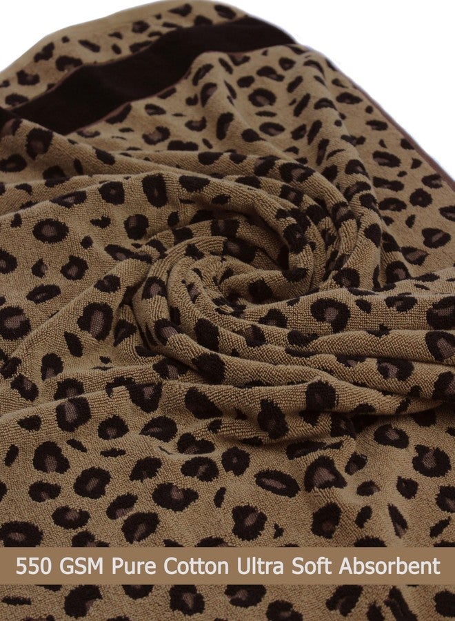 Cotton Craft طقم مناشف قطنية 6 قطع - طباعة حيوانات نمور الفهد أفريقيا سفاري 100% قطن جاكار 2 منشفة استحمام، 2 منشفة يد، 2 قطعة قماش غسيل ناعمة ماصة فاخرة مزخرفة للضيوف طقم مناشف الحمام - Image 4