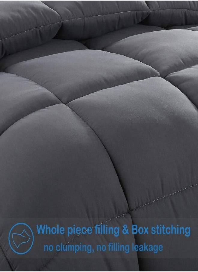 EASELAND EASELAND All Season Full Size Soft Quilted Down Alternative Comforter Reversible Duvet Insert with Corner Tabs,Winter Summer Warm Fluffy,Dark Grey,82x86 inches  - Image 2