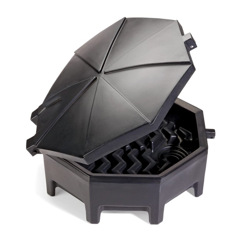 PIG Drum Funnel | Universal Poly Drum Funnel with Hinged Lid | for 55 gal. Plastic or Steel Tight-Head Drums | Black | DRM672-BK - Image 1