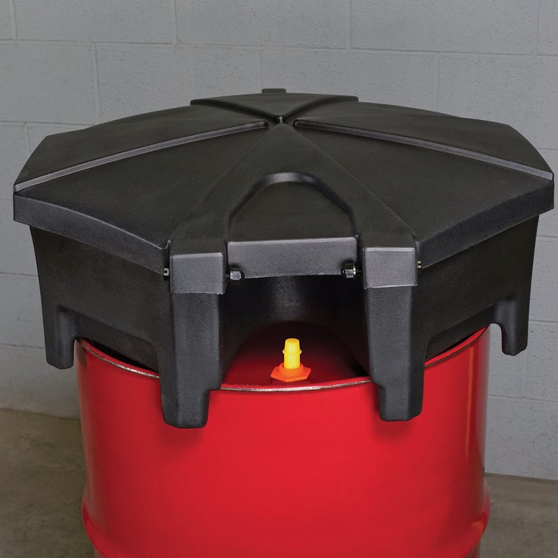 PIG Drum Funnel | Universal Poly Drum Funnel with Hinged Lid | for 55 gal. Plastic or Steel Tight-Head Drums | Black | DRM672-BK - Image 2