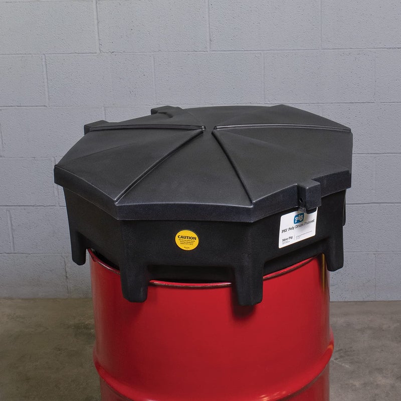 PIG Drum Funnel | Universal Poly Drum Funnel with Hinged Lid | for 55 gal. Plastic or Steel Tight-Head Drums | Black | DRM672-BK - Image 3