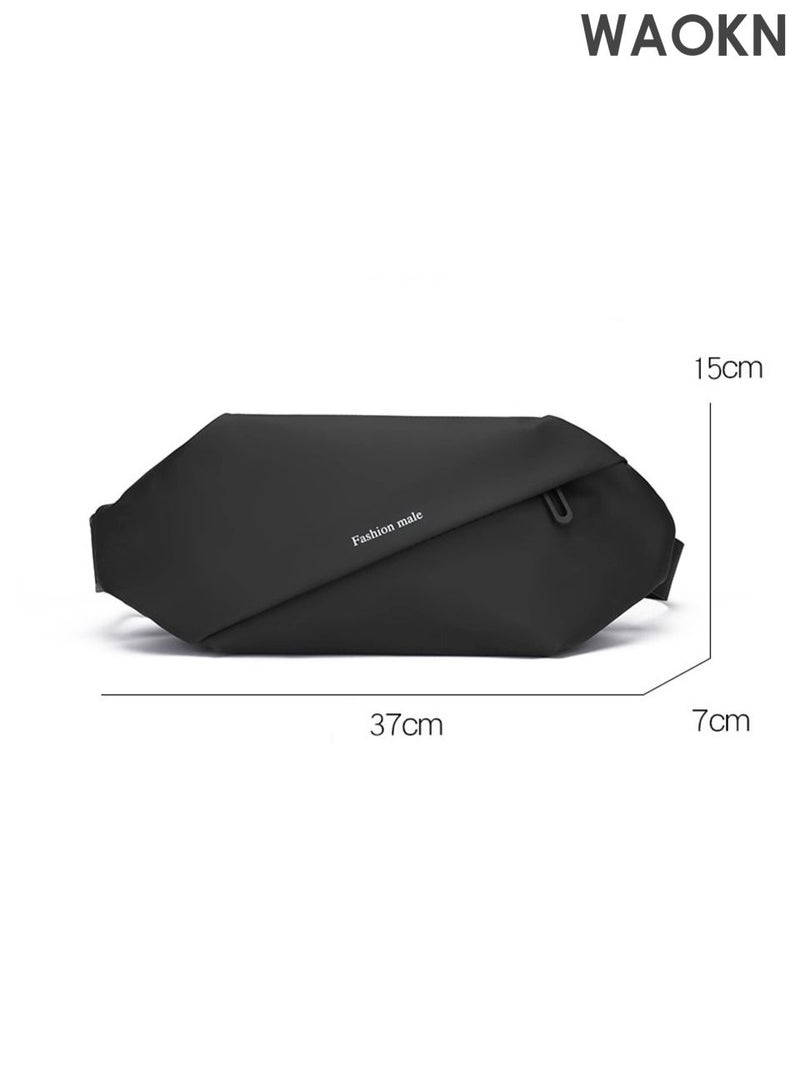 WAOKN waist Bag Men's Shoulder Bag, Casual Sports Fashion Women's and Men's, Running Waist Bag Crossbody ,Waist Bag with Adjustable Shoulder Strap Backpack,Outdoor fashionable multifunctional sports waist bag Black . - Image 5