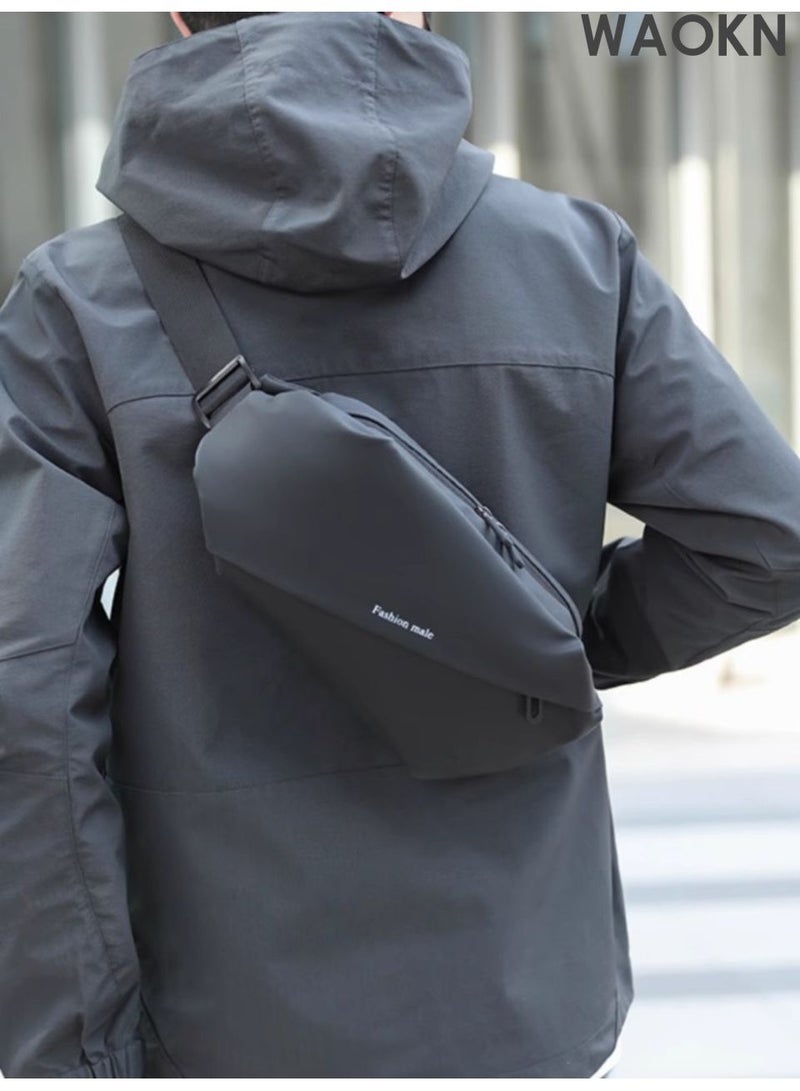 WAOKN waist Bag Men's Shoulder Bag, Casual Sports Fashion Women's and Men's, Running Waist Bag Crossbody ,Waist Bag with Adjustable Shoulder Strap Backpack,Outdoor fashionable multifunctional sports waist bag Black . - Image 2