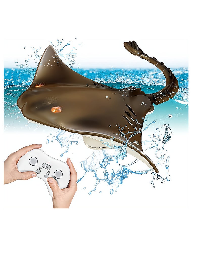 Excefore Pool Toys Remote Control Shark Boat High Simulation Stingray Underwater Animal Water Toys for Kids Age 8-12 RC Boats for Lake Swimming Pool Bathroom Diving Toys Boys Girls Gifts - Image 1