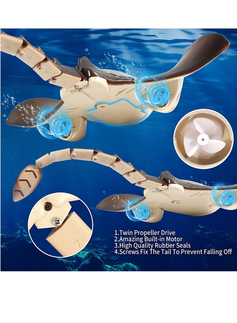 Excefore Pool Toys Remote Control Shark Boat High Simulation Stingray Underwater Animal Water Toys for Kids Age 8-12 RC Boats for Lake Swimming Pool Bathroom Diving Toys Boys Girls Gifts - Image 3