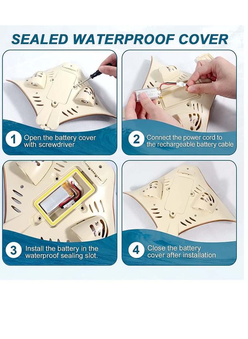 Excefore Pool Toys Remote Control Shark Boat High Simulation Stingray Underwater Animal Water Toys for Kids Age 8-12 RC Boats for Lake Swimming Pool Bathroom Diving Toys Boys Girls Gifts - Image 4