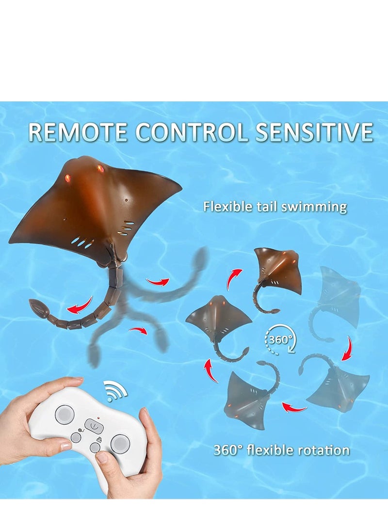 Excefore Pool Toys Remote Control Shark Boat High Simulation Stingray Underwater Animal Water Toys for Kids Age 8-12 RC Boats for Lake Swimming Pool Bathroom Diving Toys Boys Girls Gifts - Image 2