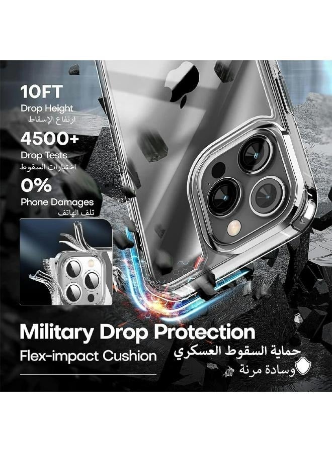 بكج حماية شفاف رفيع لايفون 15 بروماكس رفيع (iPhone 15 Pro Max) مع عبوة واحدة من واقيات الشاشة من الزجاج المقوى وقطعة واحدة من واقي عدسة الكاميرا، غطاء جوال لـ 15 بروماكس (6.7 إنش) 2023 (3in1) - Image 4