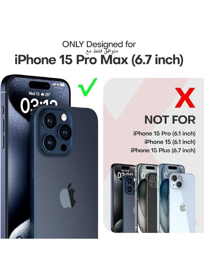 بكج حماية شفاف رفيع لايفون 15 بروماكس رفيع (iPhone 15 Pro Max) مع عبوة واحدة من واقيات الشاشة من الزجاج المقوى وقطعة واحدة من واقي عدسة الكاميرا، غطاء جوال لـ 15 بروماكس (6.7 إنش) 2023 (3in1) - Image 2