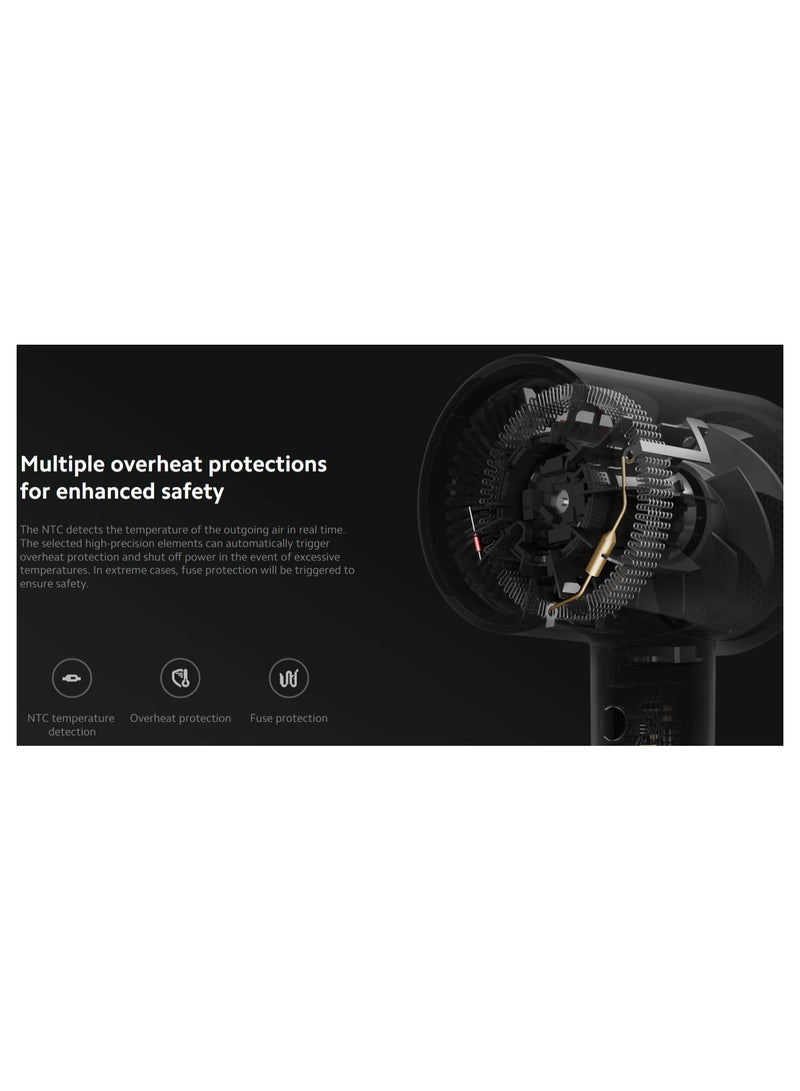 Xiaomi مجفف شعر مي الأيوني H300 | غلاف فائق القصر 9.5 سم | تدفق هواء كبير جداً 20 م/ث | 50 مليون أيون سالب | تحكم ذكي في درجة الحرارة 57°C | أبيض - Image 4