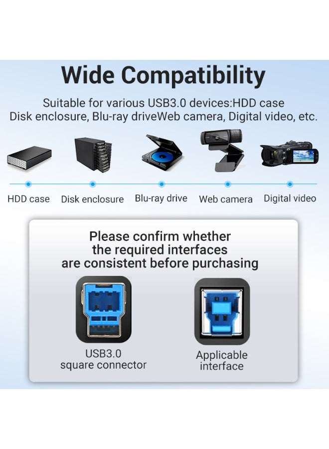 VENTION USB 3.0 A Male to B Male Cable 0.5M Black PVC Type Model # COOBD - Image 3