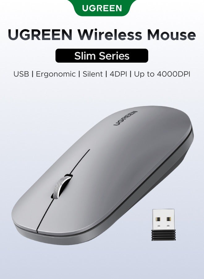 Ugreen Wireless Mouse Silent Computer Mice Slim Noiseless Mouse for Laptop with 2.4G USB Adapter Ultrafast Scrolling Tablet Mouse 4 Adjustable DPI for PC HP Lenovo | Grey - Image 1