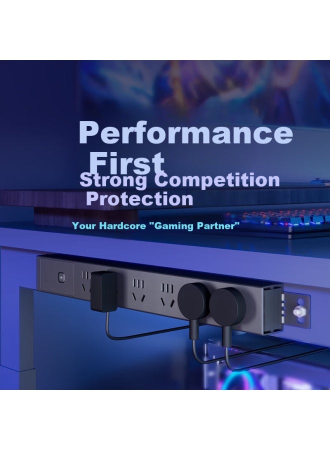 Bull Pdu Desktop Overload Protection Under-desk Gaming Cabinet Power Strip/extension Cord/power Bar/power Strip, 6 Outlets With Master Switch, 1.8m Specification, Gne-p106e Black - Image 1