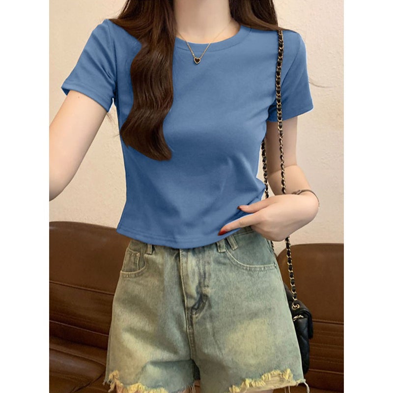 2026 New Summer Cotton Short-Sleeve Women''s Fashion T-Shirt, Stylish and Versatile, Youthful and Slimming Fit Top - Image 4