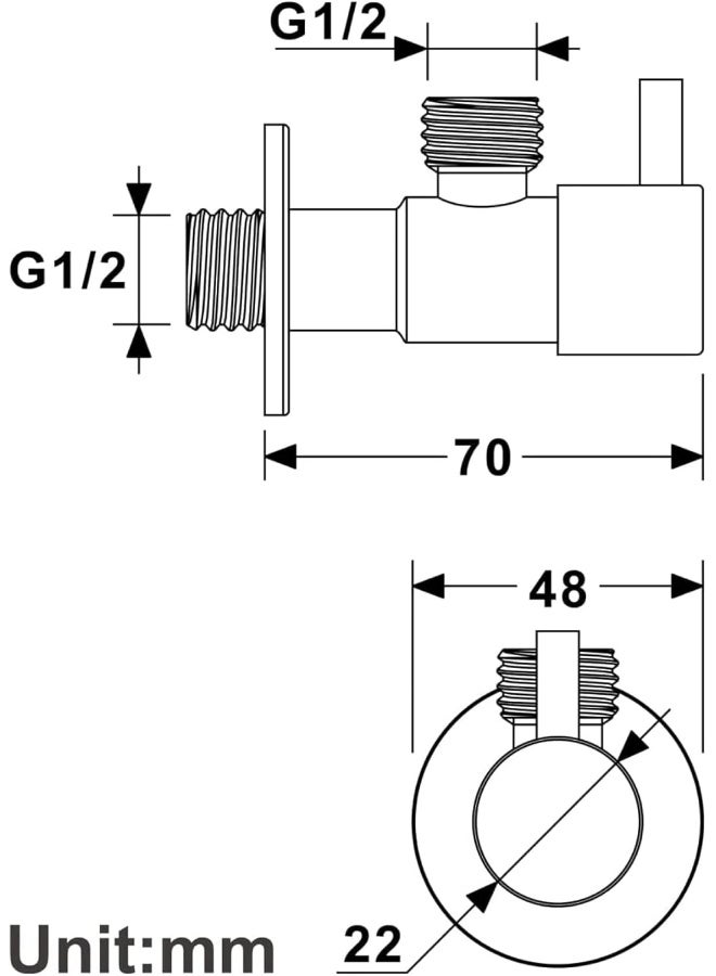 Royal Apex Angle Stop Valve 1/2 Inch X 1/2 Inch Matte Black Shut Off Water Control Single Handle Shower Triangle For Bathroom Toilet Bidet - Image 3
