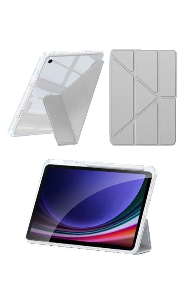 for Samsung Galaxy Tab A9 Plus Case Cover, ثلاثي الطي تصميم على شكل Y, زاوية متعددة, جلد غطاء اللوح مع فتحة القلم, تلقائي الاستيقاظ / النوم, رمادي - Image 1