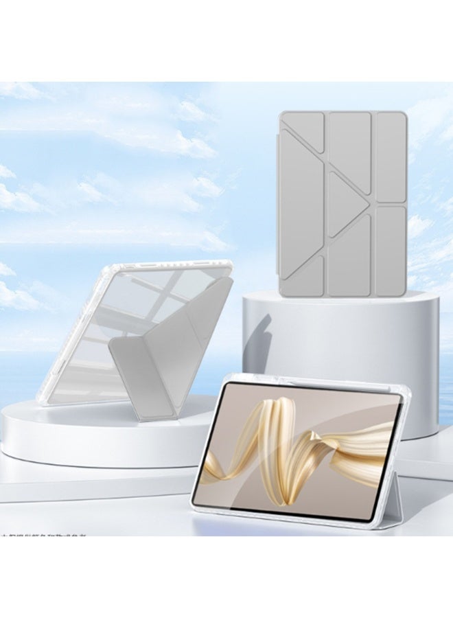 for Samsung Galaxy Tab A9 Plus Case Cover, ثلاثي الطي تصميم على شكل Y, زاوية متعددة, جلد غطاء اللوح مع فتحة القلم, تلقائي الاستيقاظ / النوم, رمادي - Image 3