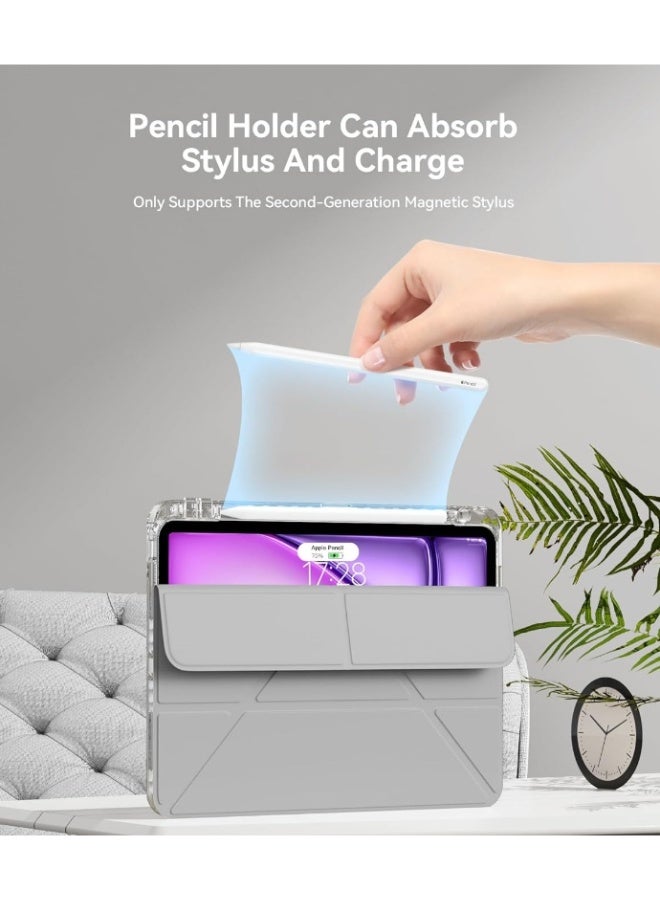for Samsung Galaxy Tab A9 Plus Case Cover, ثلاثي الطي تصميم على شكل Y, زاوية متعددة, جلد غطاء اللوح مع فتحة القلم, تلقائي الاستيقاظ / النوم, رمادي - Image 4
