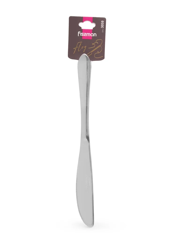 Fissman 23cm Dinner Knife 3-Piece Dinner Knife 23cm, Stainless Steel Cutlery Set Flor Series, Silverware Set Dinner Knives Pack of 3, Non Slip Grip Handle | Mirror Polished | for Home, Kitchen, Restaurant  | Best Price UAE