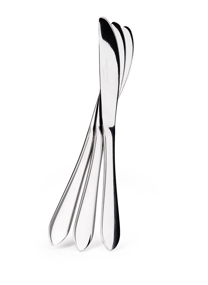 Fissman - 3-Piece Dinner Knife 23cm, Stainless Steel Cutlery Set Flor Series, Silverware Set Dinner Knives Pack of 3, Non Slip Grip Handle | Mirror Polished | for Home, Kitchen, Restaurant - Image 1