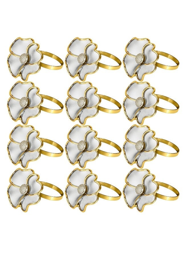 Flower Napkin Rings Elegant Napkin Holders for Paper Napkins and Table Cloths for Casual Dinner  Thanksgiving Decorations Non-Rust Gold Set of 12