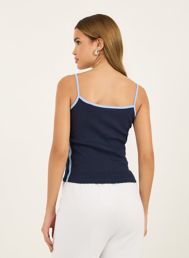 Styli Styli Graphic Print Strappy Ribbed Fitted Cami Tank  - Image 4