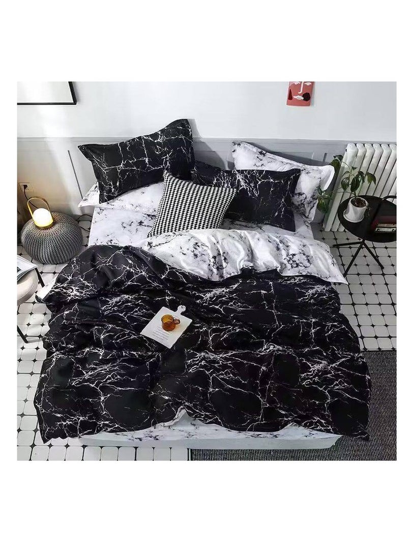 Smooth fine Geometric leaf Single-Size Duvet Cover Set, Multicolour -160x210cm, Fitted sheets size (120x200)+30cm Cotton+Polyester