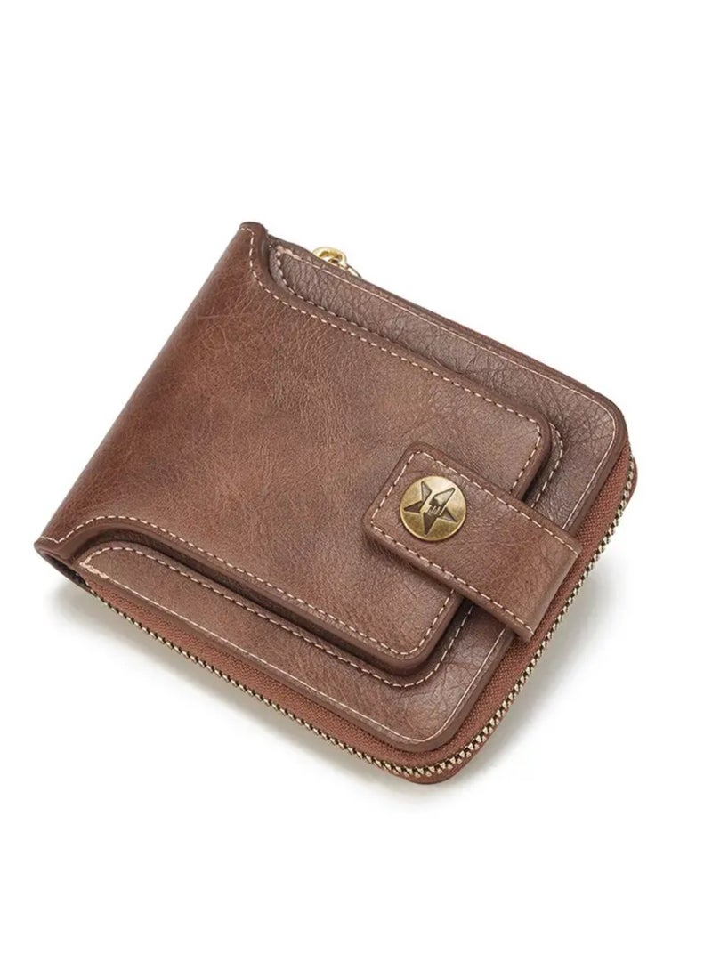 كاوبوي محفظة كاوبوي بشعار خمسون – محفظة جلدية عتيقة بتصميم كلاسيكي قديم أنيق ومتينة للرجال - Image 1