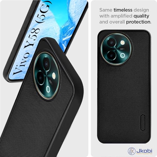 Jkobi غطاء خلفي سيليكوني من Jkobi لهاتف Vivo Y58 5G (تصميم ملمس مريح | حماية الكاميرا | نحيف وخفيف الوزن | لمسة ناعمة وشعور | أسود) - Image 3