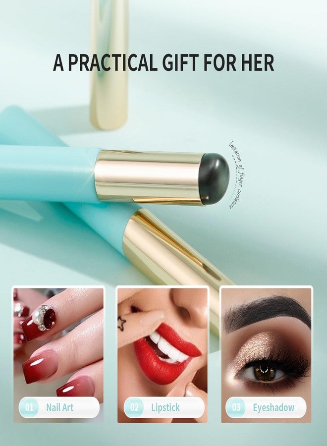 DUcare Fingerlike Silicone Lip Brush | Multi-purpose Makeup Blending Lipstick Brush with Lid (Blue) - Image 2