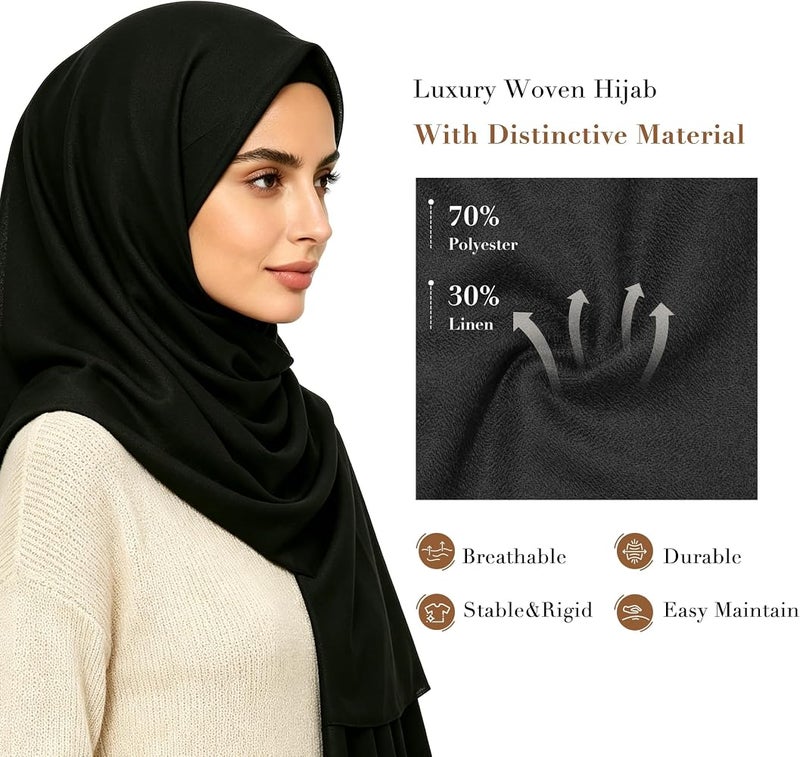 Weavelife 4 Pieces Muslim Hijab Set, Gradient Pink & Solid Black & Nude Rayon Long Scarves + Modal Stretch Undercap, 71"×33" Large Islamic Head Wrap for Daily Wear & Mosque Prayer - Image 3