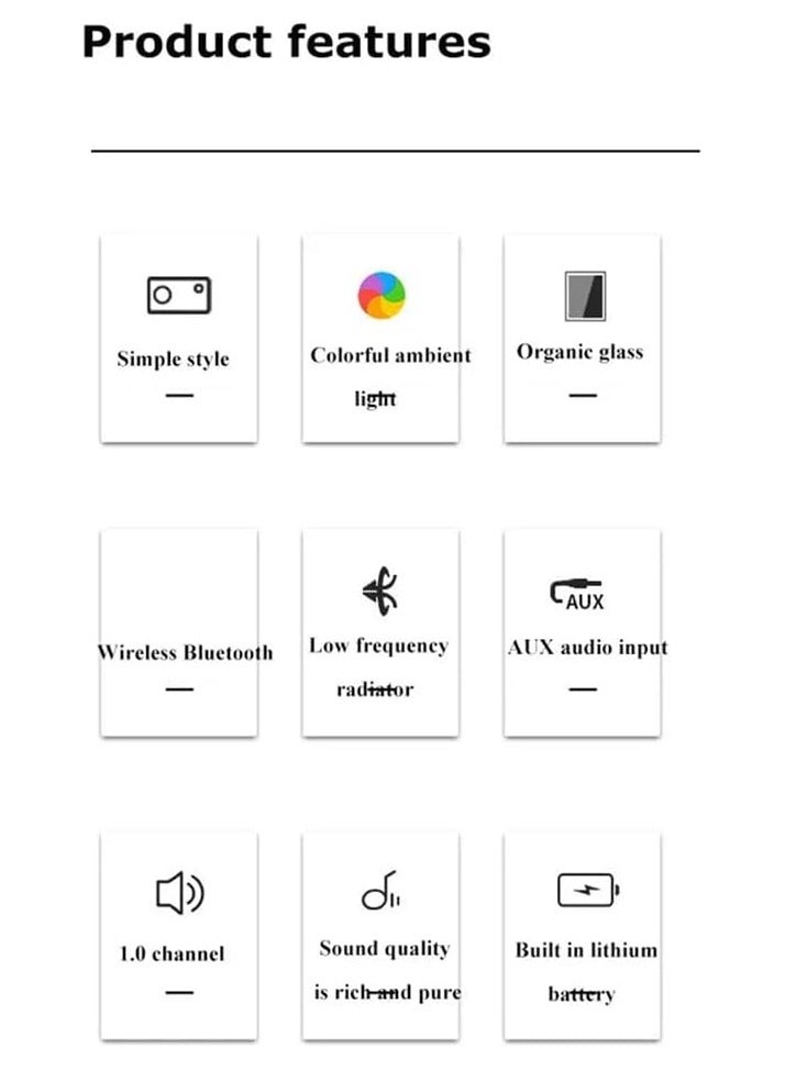 Retro Bluetooth Speaker New Portable Speaker Transparent Glass Hi-Fi Audio Speaker Bar Colorful Ambient Light Music Player - Image 4