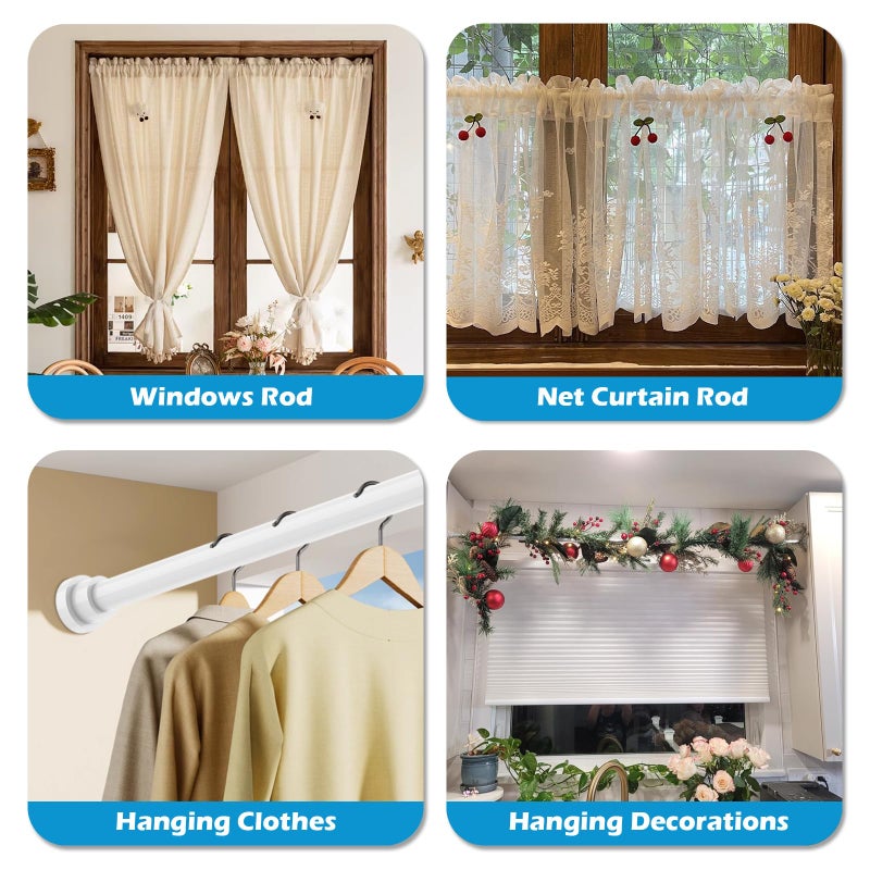 MOEROTER Spring Curtain Rod 33 to 56 Inch Adjustable White Curtain Rod No Drilling Non-Slip Expandable Tension Rod for Window, Doorway, Closet, Door, Wardrobe - Image 4