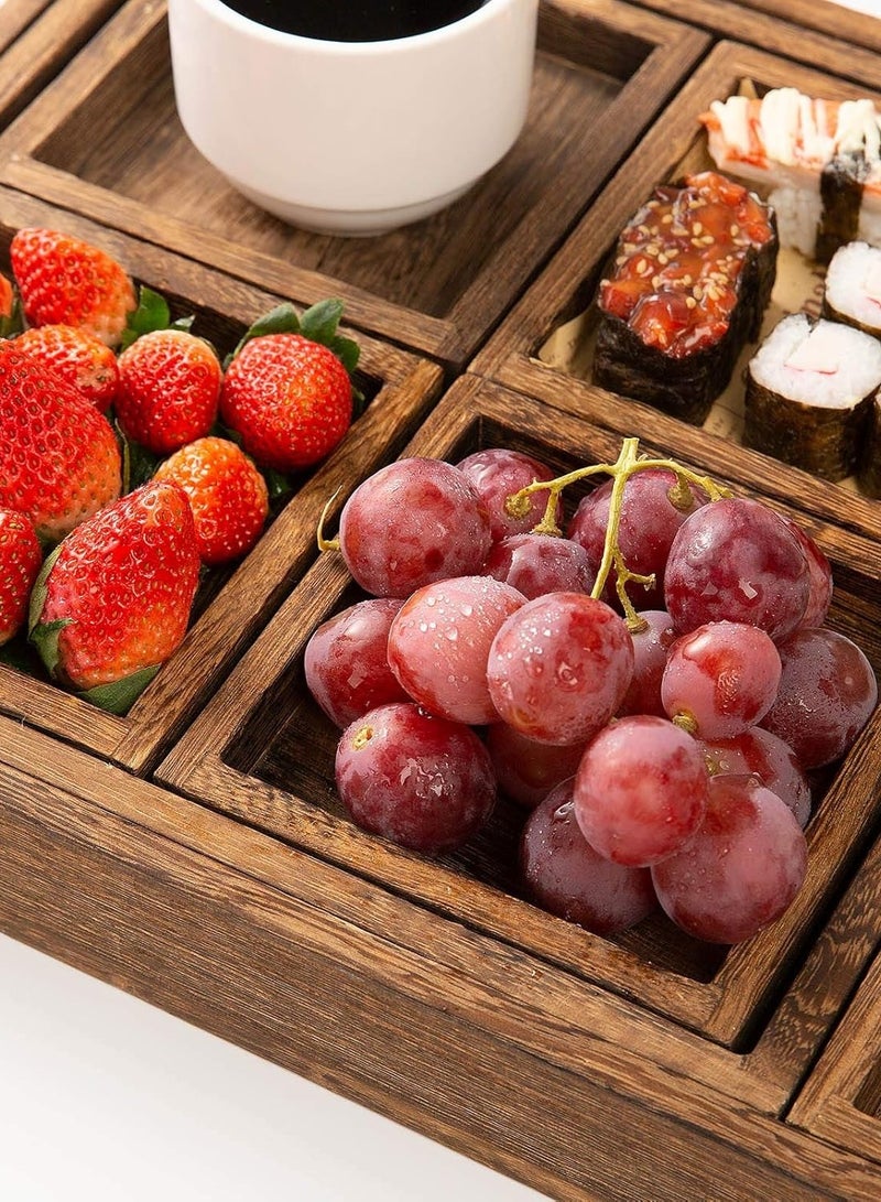 ELLEGLAM Rustic Wooden Serving Trays with Handle - Set of 7 Rectangular Platters for Entertaining, Breakfast, Coffee Table, Home Decor - Image 4