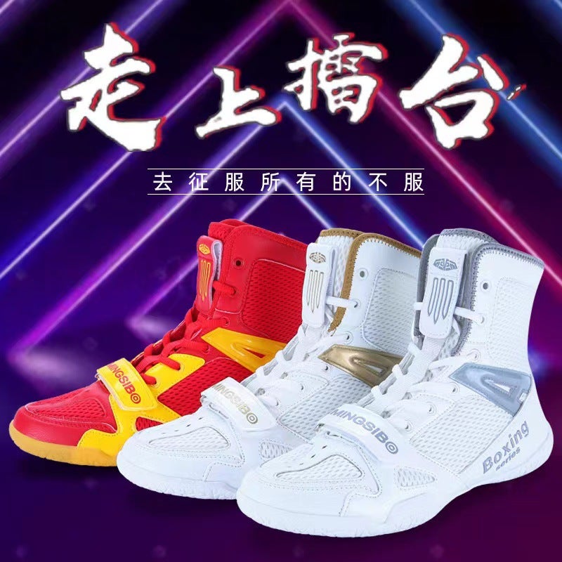 Boxing Shoes Children Adult Plus Size Men And Women High-Top Wrestling Sanda Shoes Indoor Training Competition Shoes Squat Fighting Shoes - Image 2