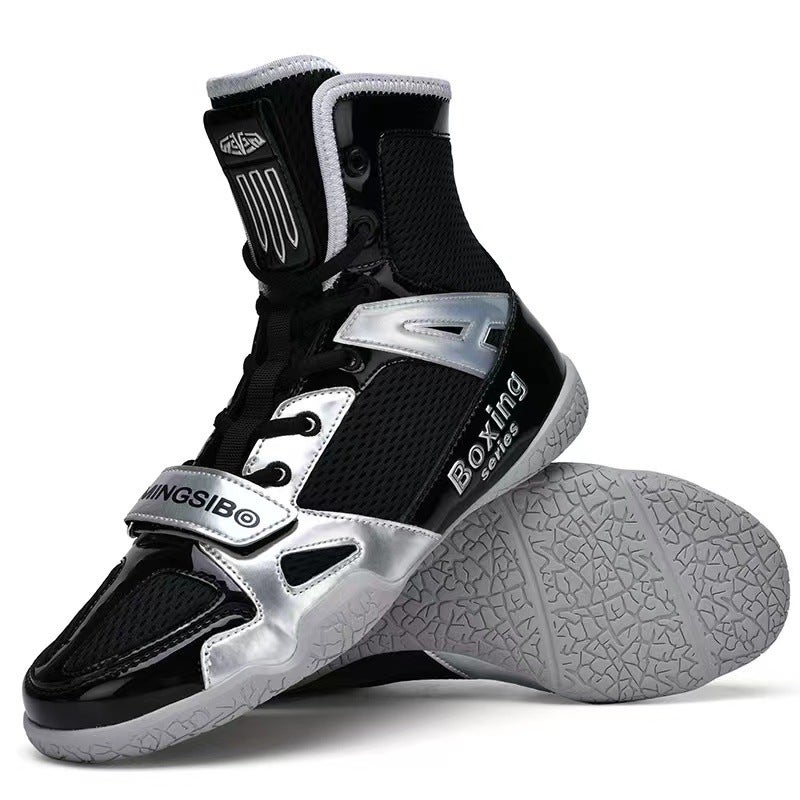 Boxing Shoes Children Adult Plus Size Men And Women High-Top Wrestling Sanda Shoes Indoor Training Competition Shoes Squat Fighting Shoes - Image 3