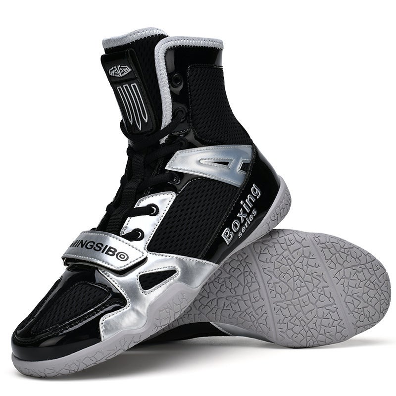 Boxing Shoes Children Adult Plus Size Men And Women High-Top Wrestling Sanda Shoes Indoor Training Competition Shoes Squat Fighting Shoes - Image 1