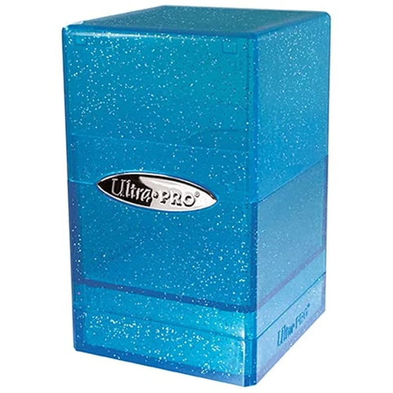 Ultra Pro  Satin Tower 100 Card Deck Box Glitter Blue  Protect Your Gaming Cards Sports Cards or Collectible Cards In Stylish Glitter Deck Box Perfect for Safe Traveling - Image 1