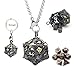 Haxtec Mini Metal DND Dice Set with Hollow Necklace Dice Case Antique Tiny Metal Dice Set DD Keychain Portable 7PCS Dice Set - Image 2