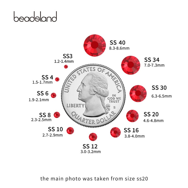 BEADSLAND خرز لاند كريستال رينستونز دائري مسطح، ضوء سيام (3.8-4.0 مم) SS16/1440 قطعة - Image 3