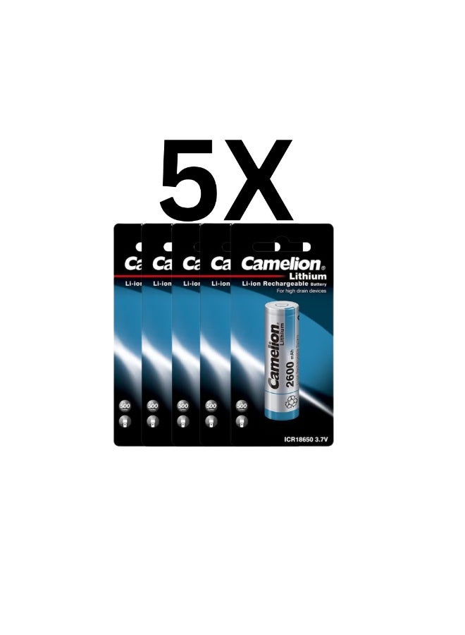 Camelion (Camelion camelion rechargeaable lithium battery ICR 18650 and 3.7v) X5 - Image 1