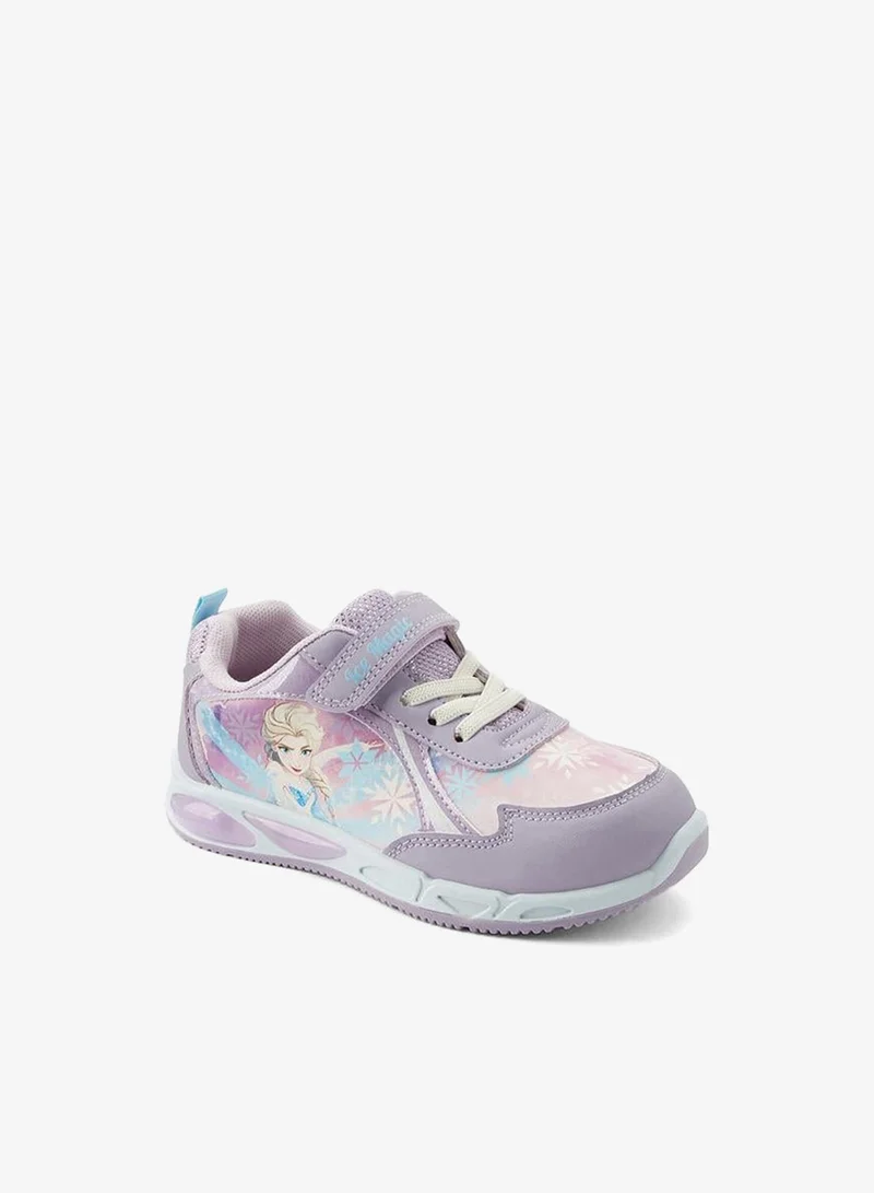 ديزني Girls Elsa Print Light-Up Ankle School Sneakers