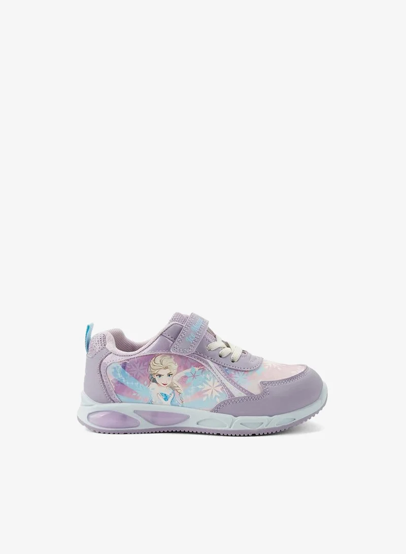 Girls Elsa Print Light-Up Ankle School Sneakers