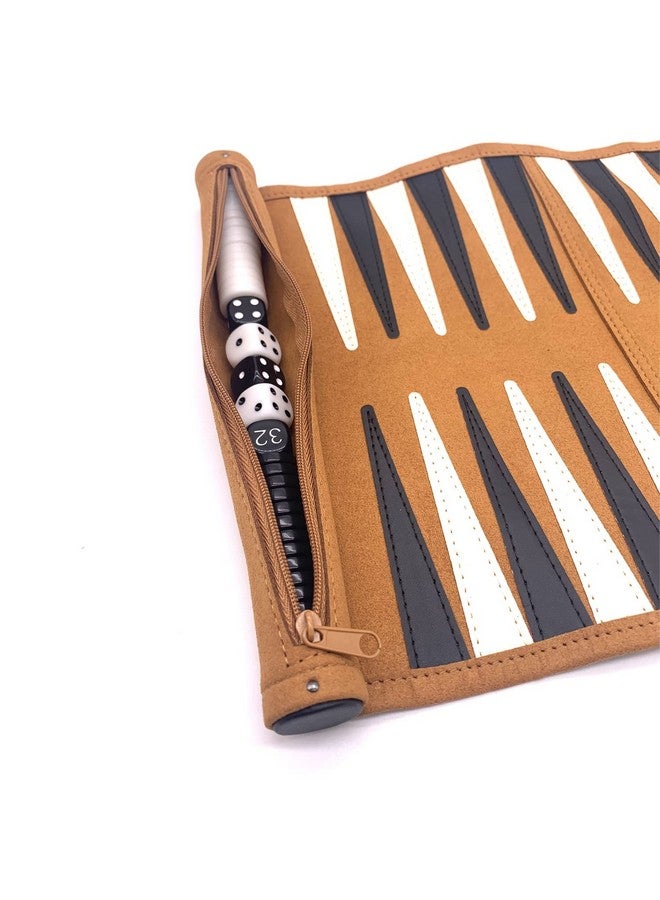 crayfomo Roll-up Portable Suede Backgammon Game Set, Foldable Travel Backgammon Games, Portable Lightweight Backgammon Game for RV Travel, Cruise, Airplane, Camping, Backpacking, Road Trips  - Image 5