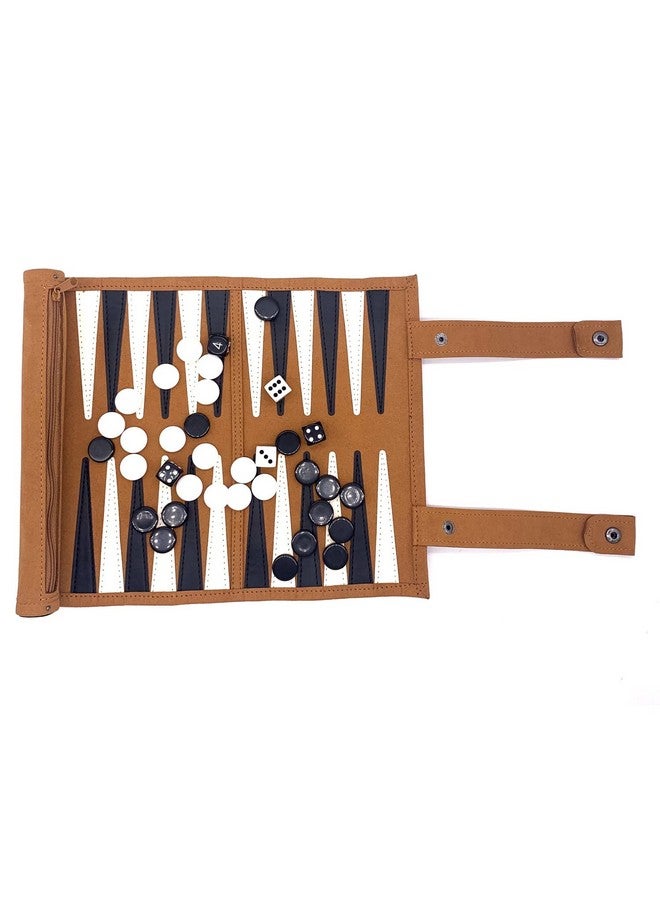 crayfomo Roll-up Portable Suede Backgammon Game Set, Foldable Travel Backgammon Games, Portable Lightweight Backgammon Game for RV Travel, Cruise, Airplane, Camping, Backpacking, Road Trips  - Image 1
