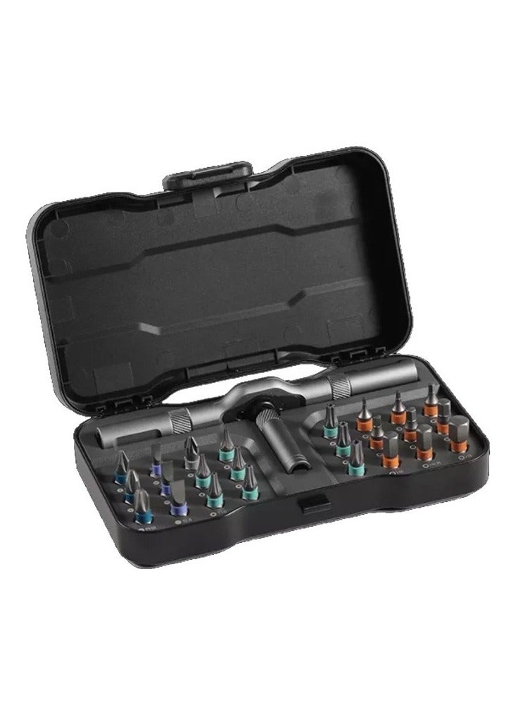 عام مجموعة مفكات راتشيت متعددة الوظائف 24 في 1، مصنوعة من فولاذ عالي الصلابة، تجمع بين المفك والمفتاح، أداة منزلية متعددة الاستخدامات. - Image 1