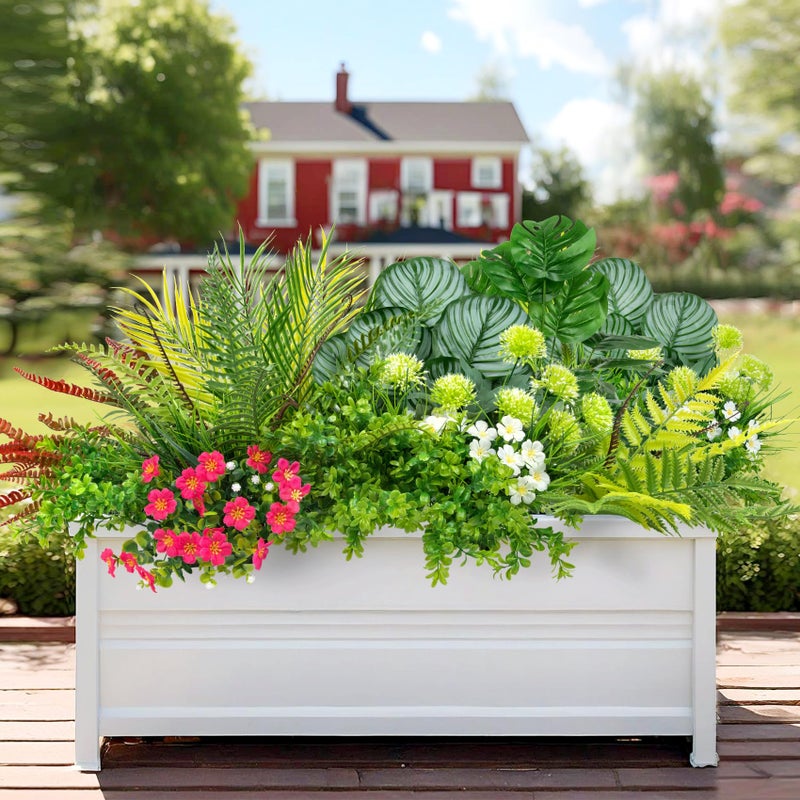Besteek 20 Pcs Artificial Plants Outdoor Fake UV Resistant Artificial Flowers Greenery Stems Boston Fern Faux Shrubs Plastic Plants for Garden Porch Planter Window Box Home Decor - Image 5